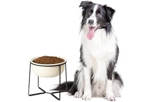 AHX Comedero Perro Elevado Grande Cerámica - Cuenco para Perros con Soporte Antideslizante - Bebedero Alto - Bol para Comida y Agua - Platos Elevados para Perros Medianos y Grandes - 1600 ml