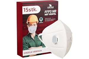 VENTUX SAFETY EQUIPMENT FFP3 Mask with Valve, CE Certified, High-Quality Respirator with High Filtration, Comfortable and Ergonomic, Ideal for Construction Sites and Industry, Available in 5, 10, 15 and 20 Pieces