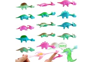 NHYDZSZ 36PCS Dinosaure Catapulte Doigt Volant, Mini Jouets de Doigt de Dinosaure de Fronde Dinosaur Slingshot Finger Toys, Dinosaures Volants Extensibles Cadeau pour Enfants - Couleur Aléatoire
