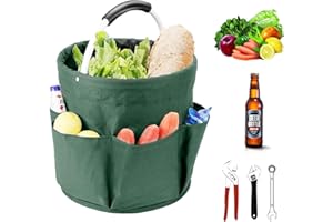 MEGYAD Organizador de productos de limpieza plegable: bolsa de limpieza de alta capacidad de 17 l con asa y 6 bolsillos, bolsa de limpieza portátil para exteriores, baño, jardín, camping, picnic