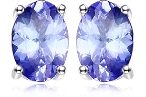 JewelryPalace Oval 1ct Prawdziwy niebieski tanzanit Kolczyki sztyfty Srebro 925 Kobiety, Kolczyki Srebrne kamienie szlachetne Dziewczyny, Biżuteria Kobiety Prezent Różowe złoto Złoto