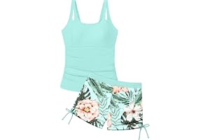 YiZYiF 2-delat barn baddräkter flickor bikini tankini set ärmlös topp och blommönster badbyxor set för simning strand