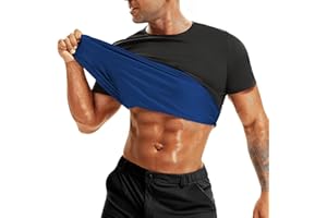 NTYUO Men Sauna T Shirts, Sauna Shirt Men, Suitssweat Suits for Weight Loss for Mens, Sweat Suit, Slimming Weight Loss Workout Suit Exercise Fitness Short Sleeve Training Fitness Tank Top