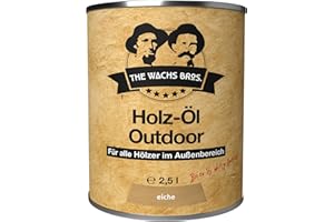 Outdoor Holzöl - 2,5 L - Eiche - Premium Holzschutz für Außen - Nachhaltiges Pflegeöl mit UV-Schutz - Wasserabweisend und Langlebig - THE WACHS BROS.