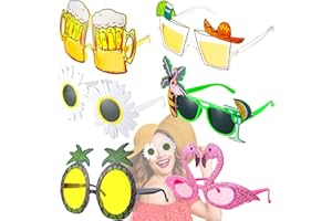BINYI Party Brillen Lustige Brille Partybrille Lustige Sonnenbrille Set Hawaiian Tropical Brille Kostüm Party Spassbrillen für Strand Thema Dekoration Party Zubehör Foto Requisite 6 Stück