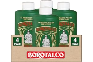 ‎BOROTALCO Borotalco Roberts Mehrzweckpuder, sehr saugfähig und erfrischend, auch für empfindliche Haut für Erwachsene und Kinder, 4 Flaschen à 200 g
