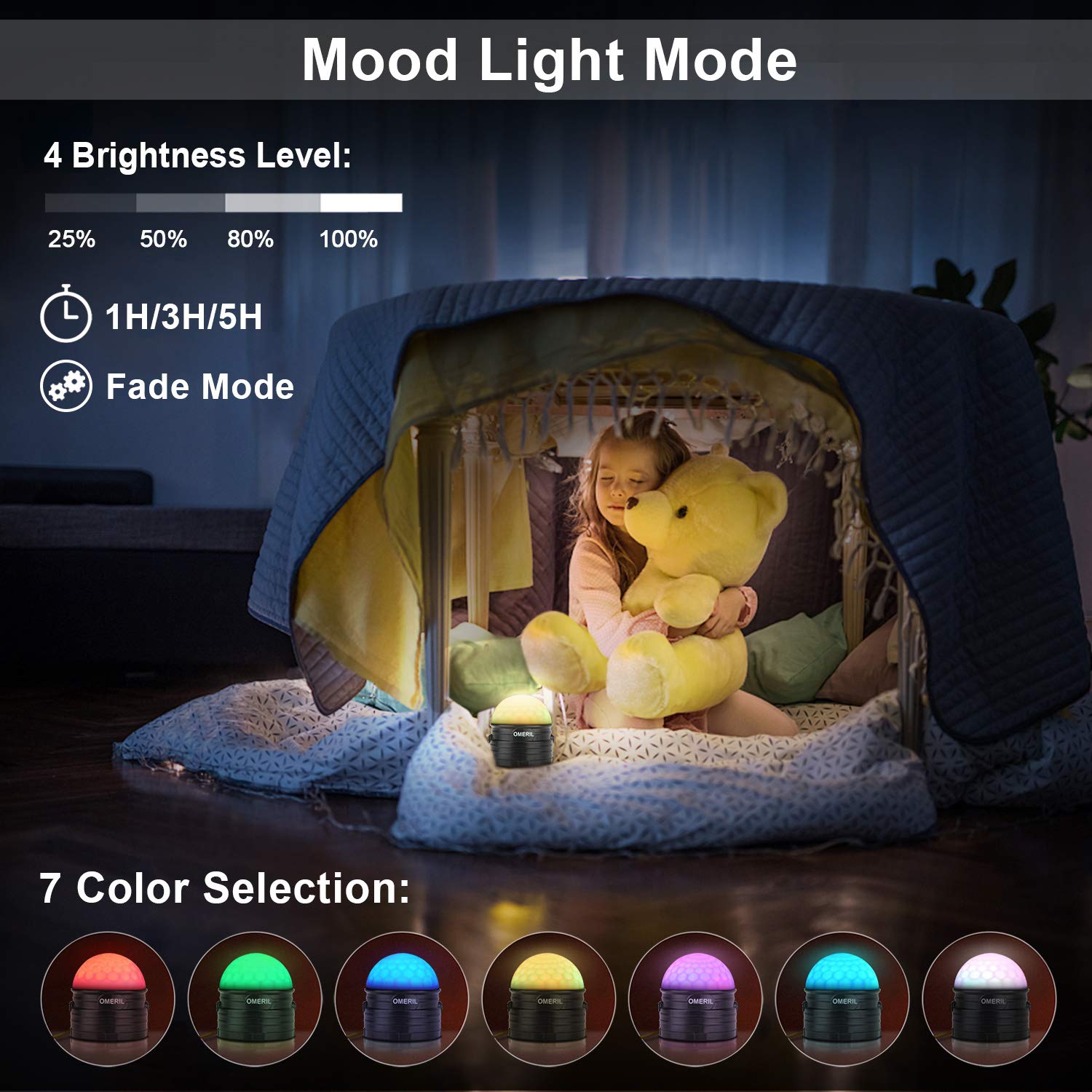 OMERIL Luci Discoteca LED, Luci Discoteca Musica Attivata con 7 RGB Colori anche come Luce Notturna d'Atmosfera con… - immagine 6