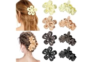Shinowa 8 PC Fermagli per Capelli a Fiore per Donne Ragazze da 4,5", Pinze per Capelli Spessi, Fermagli ad Artiglio Grandi a Forte Tenuta, Fermagli per Capelli Piccoli Styling, Accessori per Capelli