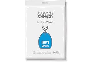 Joseph Joseph IW1 Bin Liners, Sacs Poubelle avec Lien Coulissant - Lot de 20, Noir, 24-36 Litres