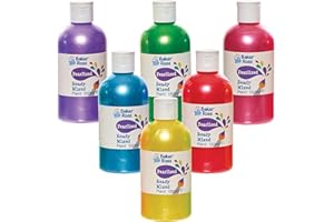 Baker Ross FN254 Pearlised Ready Mixed Poster Paint Pack 150ml - Box of 6, Paint Value Pack of Bottles, Paint for Kids