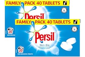 Persil Laundry Tablets Family Pack Gentle next to Skin Touch on Stains New Concentrated Formula for Effortless Laundry, Non-Bio 40 tablets, 20 Wash 1.2KG Pack of 2