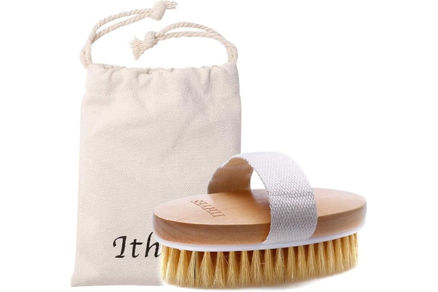 Ithyes Dry Brushing Body Brush Exfoliating Brush Natural Bristle Bath Brush for Remove Dead Skin Toxins Cellulite,Treatment,Improves Lymphatic Functions,Exfoliates,Stimulates Blood Circulation