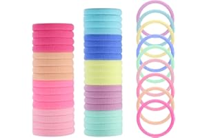 JJSHUND 100 Pcs Elastique Cheveux, 4,3cm Elastique Cheveux Femme sans Couture Multicolore Chouchou Cheveux Fille Femmes pour Queue de Cheval Enfants Bébé