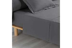 douceur d'Intérieur Bettlaken für Doppelbett, 240 x 300 cm, Perkal, unifarben, Perkal, Anthrazit