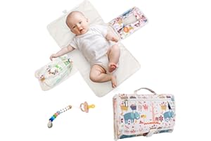 P PARVULÍ PACK Cambiador de Bebe Portatil XL Con Chupetero | Regalos Originales para Recien Nacidos | Plegable e Impermeable Que Mantiene al Bebe Cómodo y Limpio 34 * 20 * 4cm
