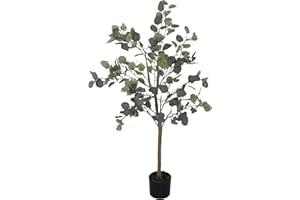 HOMCOM Planta Artificial Decorativa Grande 150 cm, Eucalipto Artificial Planta con Maceta y Hojas, para Interior, Hogar, Oficina, Casa, Dormitorio, Verde
