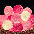 Fairy Lights LED String Lights Plug in Indoor - 3.8M 20 Pcs 6cm Diameter Cotton Ball String Lights White Xmas Fairy Lights Starry Wall Light Wedding Party Home Christmas Decoration