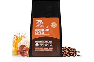 LEAN CAFFEINE Macinato di caffè ai funghi | EU Organic Lion's Mane / Reishi / Cordyceps / Agaricus Blazei plus pesticidi, metalli pesanti e caffè tostato scuro senza micotossina | 23+ caffè forte – 412 g