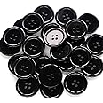 Dreamlover 0.75 inch Sewing Flatback 4 Holes Resin Round Black Buttons for Clothes Knitting Dress Making Art & Crafts Decoration Daily Use Shirt Coat Blazer Buttons for Men and Women Pack of 25