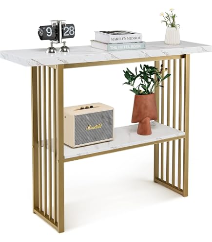 Tavolino Semicircolare Moderno URBNLIVING Half Moon, Finto Marmo Nero, Gambe In Acciaio, 83x124x37 Cm