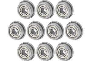 M METERXITY 10-Pack F623ZZ Flanged Ball Bearing, 3mm x 10mm x 4mm Double Metal Shielded Z1 Chrome (GCr15) Steel Flange Rip Bearings for Wheelbarrow/Printer/Fax Machines/Power Tools
