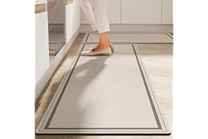 Highdi Quick Drying Kitchen Rug, Water Absorbent Kitchen Mat Door Mat, Non Slip Kitchen Mats Scrubbable Kitchen Rugs, for Entryway,Laundry Room,Bathroom,Hallways (60x120cm,Beige)