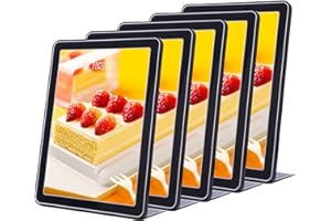 GUOKOFF A5 Présentoirs de Table, 5 Pièces Support de Menu en L, Plastique Présentoirs pour Menu, A5 Supportu pour Menu, Porte Menu A5 (Noir)