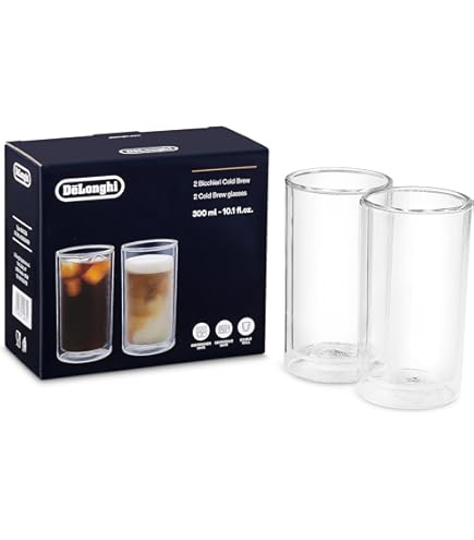 De'Longhi Set 2 Tazze Vetro Termico 500ml - Per Caff&egrave; Caldo E Freddo, Adatte Microonde