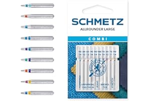 SCHMETZ | 10 Aghi per macchine da cucire | Combi-Box Allrounder Large | 130/705 H XWS | Assortito | Universale/Jeans/Stretch/Microtex/Ricamo (Topstitch)