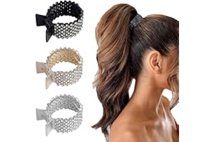 SUJEBKC 3 Piezas Pinzas Para el Pelo de Metal Antideslizante Pelo Accesorio Pinzas pelo de imitación para mejorar el peinado,de para Mujeres y Niñas,coletas altas (oro, plata, negro)