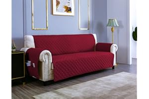sevi's Copridivano 3 Posti con Braccioli - Copridivano Impermeabile - Reversibile - Antigraffio Gatto - Antimacchia - OEKO-TEX - Copri Divano Trapuntato in Microfibra (3 Posti, Vino Rosso)