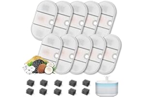 OUZIONZ Set of 10 Cat Fountain Filters for 2.1 L Drinking Fountain, 10 Pieces Carbon Filters and 10 Pieces Foam Filters for 2.1 L Cat Fountain PlWF002 Replacement Filter with Resin and Activated Carbon