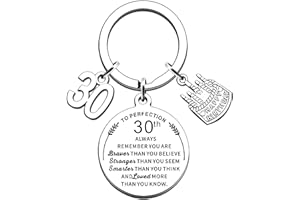 AMZQ Birthday Keyring Birthday Gifts for Women Men Boys Girls Inspirational Keychain Gifts for Family (30th)