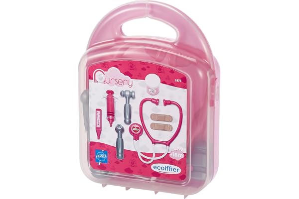 Jouets Ecoiffier – 2875 - La valisette médecin rose avec tous les accessoires du docteur - Nursery – Jeu d'imitation – Dès 18 mois – Fabriquée en France