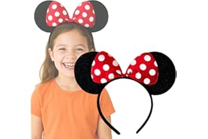 DangerousFX Black With Red Bow & White Polka Dot Minnie Mouse Disney Fancy Dress Ears Head Band