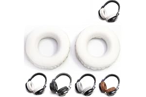 Voarmaks Dicke, weiche Proteinleder-Ohrpolster aus Schaumstoff, Ersatzpolster, kompatibel mit Pioneer DJ HDJ CUE1 Cue One, HDJ500 DJ-Kopfhörern (weiße Ohrpolster L, R)