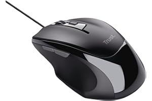 Trust Voca Mouse con Filo, Forma Confortevole, 800-2400 DPI, Cavo USB 1,6 m, Plug and Play, 6 Pulsanti, Mouse Cablato per PC, Computer, Portatile, Laptop, Macbook, Ufficio - Nero