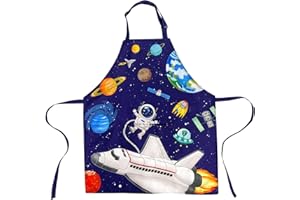 DECOWALL Fartuch kuchenny dla dziewcząt, chłopców, dla małych dzieci, do gotowania, pieczenia, malowania, majsterkowania, prac ogrodowych, regulowany pasek, wodoodporny (Apron AP-001 002 003 004 201