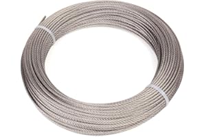 HHOOMY Cuerda de alambre, Cable de acero inoxidable 304, 7x7 filamento, Cable de 50 m de longitud, 167 Kg Resistencia a la rotura