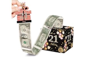 ALWODICI 21th Happy Birthday Money Box for Cash Gift,Funny Pull Surprise Money Gift Box,Novelty Cash Drawer,DIY Money Presentation Box,Cake Creative with Pull Out Card,Money Holders Gifts for Women,Men (21)