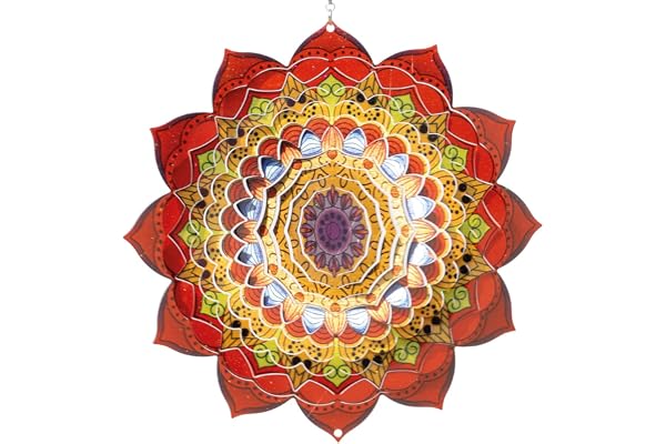 CIM Mobile en Acier Inoxydable ; Mandala Bengal - Ø 250mm; Mobile tournant Facilement au Vent, avec des Couleurs Brillantes et des Motifs très détaillés- Inclus système de Suspension; (Bengal 250mm)