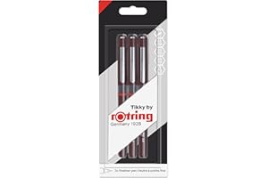 rOtring Tikky Grafik stylos feutres à dessin - 0,1 mm, 0,3 mm et 0,5 mm - encre noir - Lot de 3