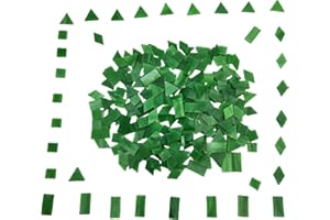 BTMIEY Glasmosaikfliesen, 4 Formen, quadratisch, Diamant, Dreieck, Rechteck, 220 Stück, Buntglas-Mosaikstücke für handgefertigte Kunst, Handwerk und Heimdekoration (Smaragdgrün)