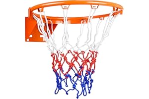 Aoneky 18in Basketball Hoop with Nylon Net, 18mm Solid Steel Ring, Wall Mounted Basketball Rim for Indoor Outdoor Basketball Training for Adult and Kids