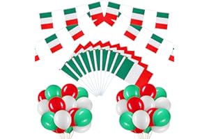 BBTO Italien Deutschland Australien Flagge Deko Set mit Fahnenkette 10 Keine Handflaggen 30 Luftballons, Party Banner Ballons Deko für Fest Sportwettbewerb Fußballspiele Parade (Italien)