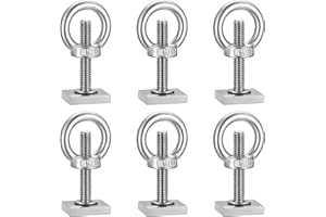 SIGULIKEJI 6 STK M6-35mm T-Nut Adapter, T-Nutensteine Dachträger Dachbox, Edelstahl T-Nut Nutsteine Set mit Osenmutter und Unterlegscheiben Kompatibel mit Thule Dachträger Relingträger Dachbox, M6-Ringmutter