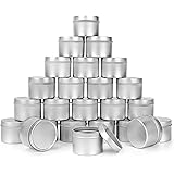BELLE VOUS 24 Pack Metal Candle Making Tins with Lids - 120ml / 4 oz Reusable Round Containers - Mini Storage Jars for DIY Ca
