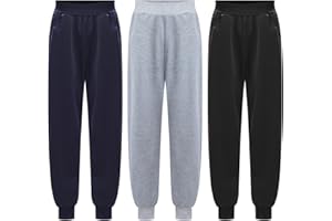 Oyolan Enfant Garçon Lot de 3 Pantalon Survêtement Jogging de Sport Basket-Ball Fitness Gym