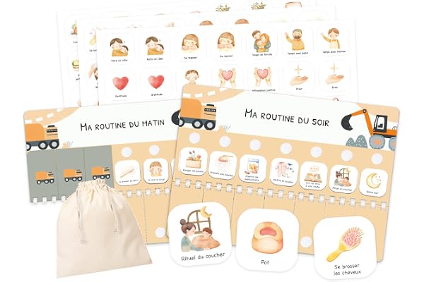 Tableau de Routine Enfant - Routine du Matin et du Soir – Planning Quotidien Enfants – 105 Cartes Illustrées, Planificateur Visuel Éducatif, Aide à l’Autonomie