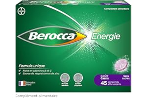 Berocca® Energie Cassis- Multivitamines et Minéraux -Vitamine C, B3, B5, B1, B12, Magnésium et Zinc - Complément alimentaire - Aide à réduire la fatigue - 45 comprimés effervescents